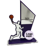 Reconocimiento en acrílico morado 3mm  con relieves en acrílico plata espejo -21 cm x 30 cm (A17247)