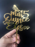 Cake topper Mis XV Personalizado en acrilico - 18 cm x 25 cm (P28393)