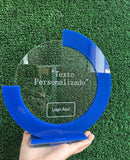 Reconocimiento en acrílico transparente con azul - 22 cm (C75117)