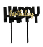 Cake topper "Happy Birthday en acrilico negro - 20 cm (A16780)