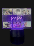 Lampara en acrilico transparente con base de luz led variable con grabado personalizado - 20 cm x 15 cm  (A16883)
