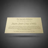 Placa en aluminio dorado espejo 1mm con grabado laser de fibra - 14 cm x 7 cm (A17096)