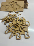 Juego didáctico de paleontología en MDF 3 mm color natural - 22 cm x 16 cm x 5 cm (C74588)