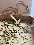 Juego didáctico de paleontología en MDF 3 mm color natural - 22 cm x 16 cm x 5 cm (C74588)
