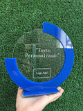 Reconocimiento en acrílico transparente con azul - 22 cm (C75117)