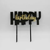 Cake topper "Happy Birthday en acrilico negro - 20 cm (A16780)
