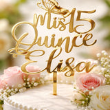 Cake topper Mis XV Personalizado en acrilico - 18 cm x 25 cm (P28393)
