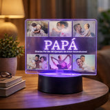 Lampara en acrilico transparente con base de luz led variable con grabado personalizado - 20 cm x 15 cm  (A16883)