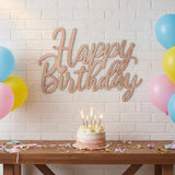 Letrero Happy Birthday en MDF chapado de 3 mm - 60 cm x 44.5 cm (A16880)