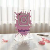 Stand de Instagram  en acrilico transparente con acrilico plata -20 cm x 30.5 cm (A16871)