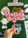 Cake topper Margaritas en acrílico blanco acabado en vinil - 18 cm x 21 cm (A17447)