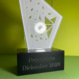 Trofeo en acrílico negro y acrílico transparente - 7cm x 22cm (C76512)
