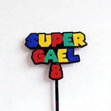 Cake topper Mario Bros en acrílico negro con acrílico de color -18cm x 24cm (C75929)