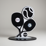 Trofeo en acrilico negro con acrilico blanco  -16 cm x 20 cm (A17130)