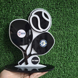 Trofeo en acrilico negro con acrilico blanco  -16 cm x 20 cm (A17130)