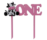Cake topper rosa primer año - 20 cm x 20 cm (A16716)