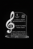 Reconocimiento en acrilico transparente 3 mm con texto personalizado -15 cm x 17.5 cm (A16243)