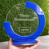 Reconocimiento en acrílico transparente con azul - 22 cm (C75117)