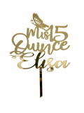 Cake topper Mis XV Personalizado en acrilico - 18 cm x 25 cm (P28393)