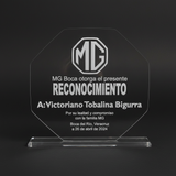 Reconocimiento en acrilico transparente con grabado laser - 24 cm x 22 cm (A16916)