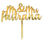 Cake topper dorado para boda Mr & Mrs - 20x18 cm (15390)