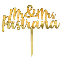 Cake topper dorado para boda Mr & Mrs - 20x18 cm (15390)