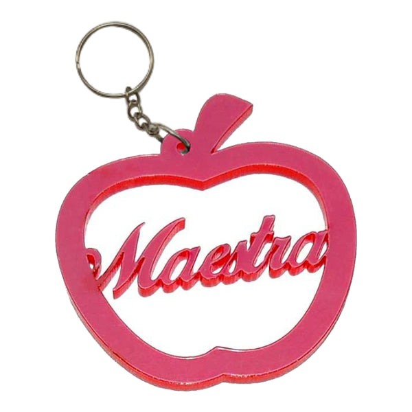 Llavero Personalizado En Acrilico Rojo Con Forma De Manzana