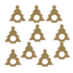 Paquete de 10 anillos para servilletas con forma de pino navideño mdf 3mm- 10 cm (6733)