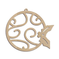 Esfera Con Muérdago mdf 3mm de 12 cm diámetro (7857) (12 Pzas)