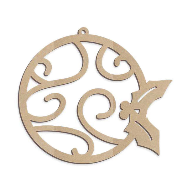 Esfera Con Muérdago mdf 3mm de 12 cm diámetro (7857) (12 Pzas)