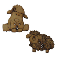 par de borregos de la buena suerte mdf 3mm - 4x4 cm (8210)