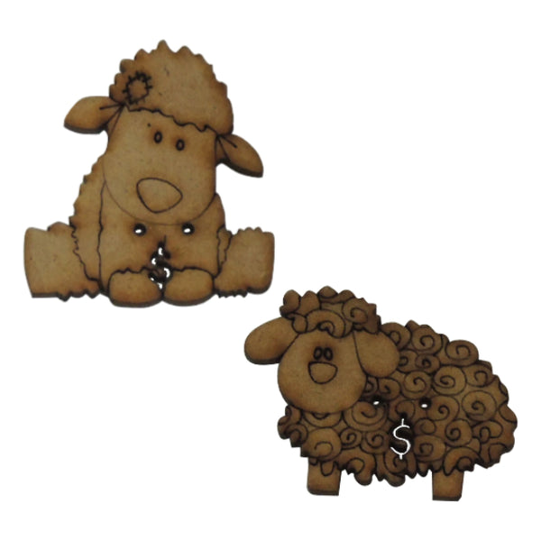 par de borregos de la buena suerte mdf 3mm - 4x4 cm (8210)
