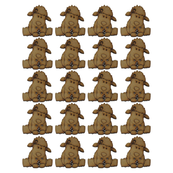 Paquete de 20 borregos de la buena suerte mdf 3mm - 4x4 cm (8210)