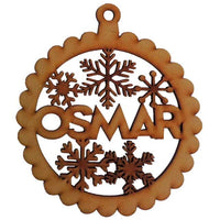 Esfera Copos De Nieve Con Borde Decorado mdf 3mm de 12 cm diámetro (14638) (12 Pzas)