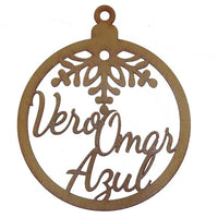 Esfera Con Medio Copo De Nieve mdf 3mm de 12 cm diámetro (8616) (12 Pzas)