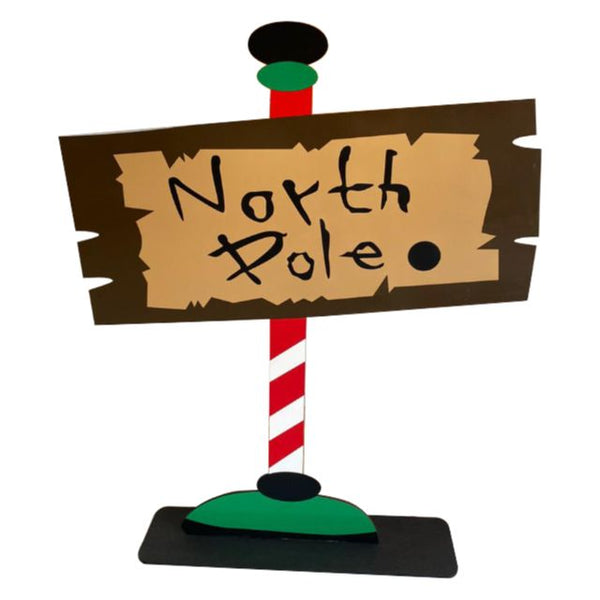 Letrero Navideño decorativo North Pole mdf 3mm y 6mm- 95x78 cm (13884)