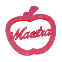 Llavero Personalizado En Acrilico Rojo Con Forma De Manzana
