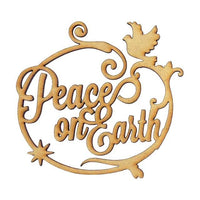 Colgante decorativo navideño con frase Peace on Earth mdf 3mm- 10 cm de alto (4887)