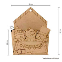 Caja Navideña Decorativa Para Colocar Cartas mdf 6mm - 28 cm x 22 cm  x 7 cm (3271)