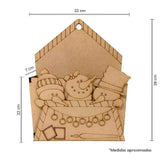 Caja Navideña Decorativa Para Colocar Cartas mdf 6mm - 28 cm x 22 cm  x 7 cm (3271)