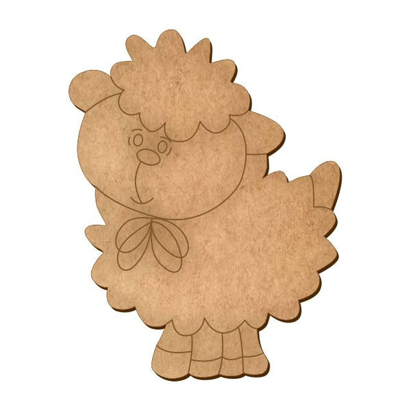 Figura decorativa de borrego de la suerte mdf 3mm - 10x8 cm (7614)