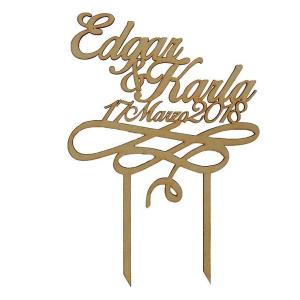 cake topper para boda con nombre y fecha personalizado -33x22 (5708)