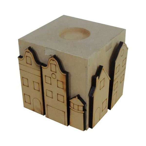 Porta Vela En Forma De Cubo Con Relieves Personalizados