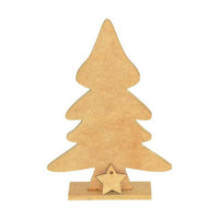 Pino navideño decorativo en mdf 9mm con una estrella en mdf 3mm para colgar - 25 x17 cm (4844)