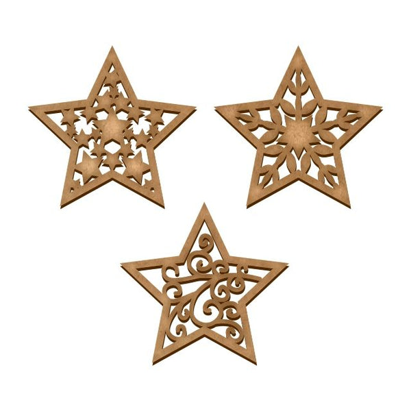 Estrella decorativa navideña mdf 3mm - 10 cm de diametro (7622)