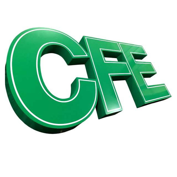 Letrero CFE en 3D acrilico luz led directa-1,1m x 52 cm (2621)