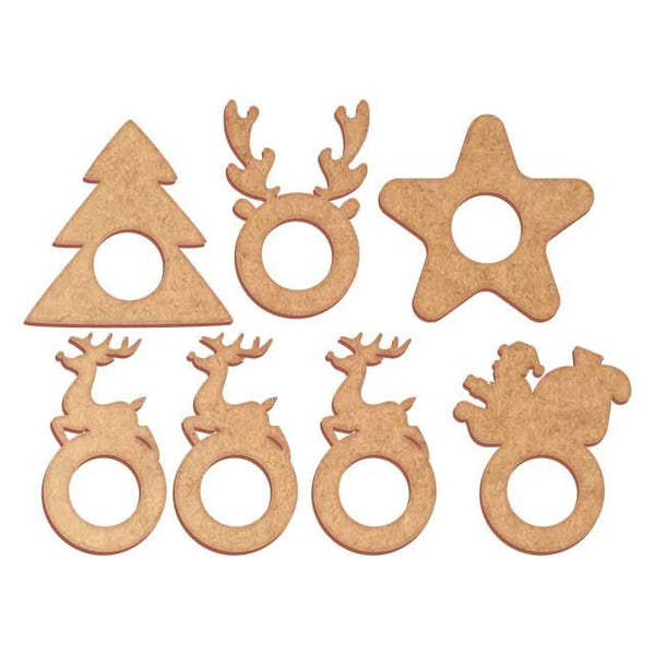 Paquete de 7 servilletero navideños mdf 3mm -10 cm (8082)