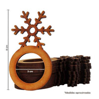 Paquete de 10 anillos para servilletas con forma de copo de nieve  mdf 3mm-8 cm (8128)